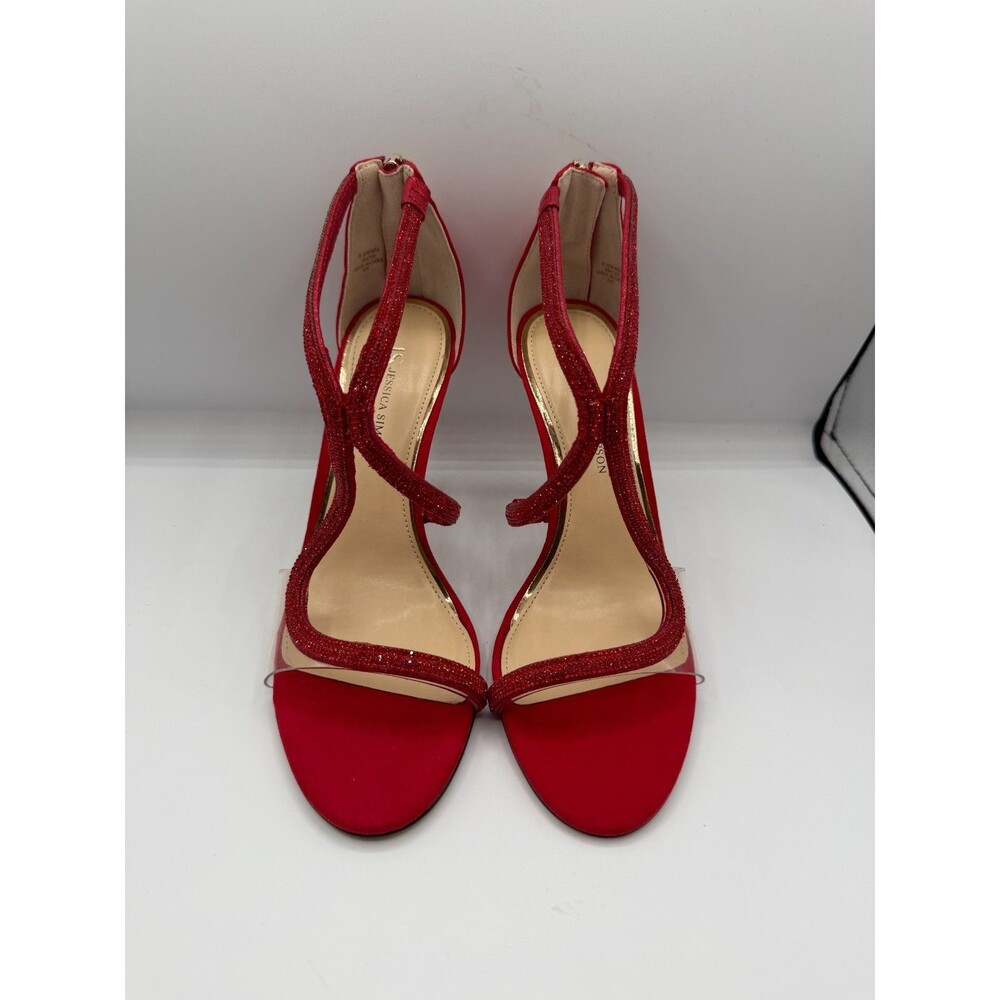 Jessica Simpson JI-Lorinda Womens 8 Red Rhinestone Strappy Stiletto Heels Shoes